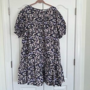 Purple Floral Puff Sleeve Dress size 4X
